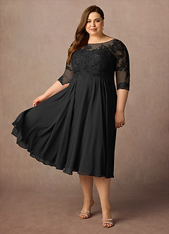 Azazie Marge Abiti per la Madre della Sposa Abito A-Line in Chiffon in Pizzo con Scollo a U Nero image8