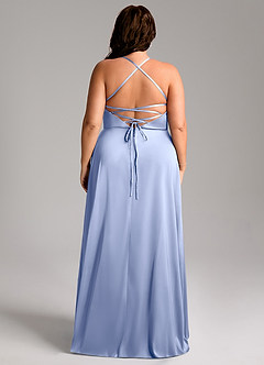 Azazie Mei Bridesmaid Dresses Ice A-Line V-Neck Stretch Satin Dress image8