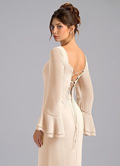 Azazie Leone Bridesmaid Dresses White Alabaster Mermaid Corset Chiffon Dress image2