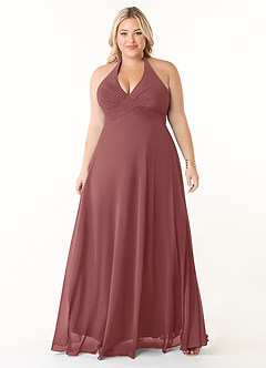 Azazie Tessie Bridesmaid Dresses Amethyst A-Line V-Neck Pleated Chiffon Dress image6