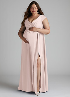 Azazie Allessia Maternity Bridesmaid Dresses A-Line Pleated Stretch Satin Floor-Length Dress image11
