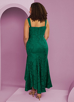 Barbie ♥ Azazie Bridesmaid Dresses Emerald Sheath Side Slit Floral Burnout Dress image11