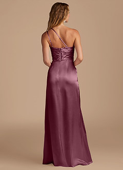 Azazie Eren Vestidos de damas de honor Vestido de Cabernet de Satén Metálico de Corte Recto con Hombro unilateral image5