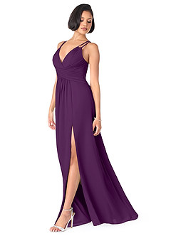 Azazie Farren Robes de demoiselle d'honneur Robe Trapèze Convertible en Mousseline de soie Plissée Grain De Raisin image3
