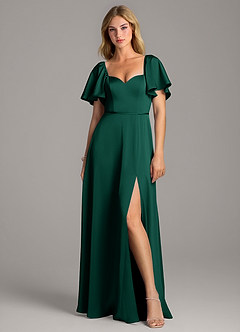 Azazie Chloe Bridesmaid Dresses Emerald A-Line Sweetheart Neckline Stretch Satin Dress image4