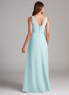 Azazie Nelly Bridesmaid Dresses Sea Glass A-Line Pleated Chiffon Dress image5