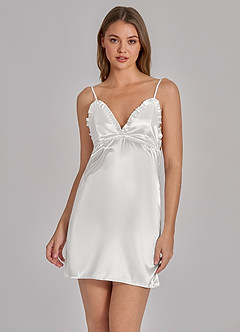 front Satin-Brautkleid mit Federn und Unterkleid