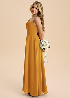 Azazie Shale Junior Butterscotch A-Line Bow Chiffon Dress image2