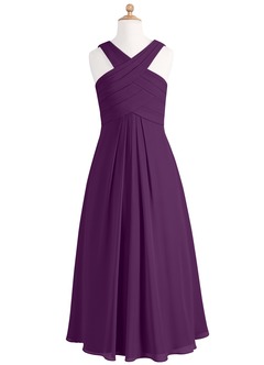 Azazie Kaleigh Junior Grape A-Line Pleated Chiffon Dress image6