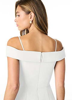 Azazie Lecia Brudtärnklänningar Klä av Imperium i Chiffong Off-The-Soulder Plisserad Vit Konvertibel image7