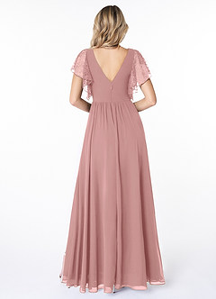 Azazie Zella Bridesmaid Dresses Dusty Rose A-Line Lace Chiffon Dress image2