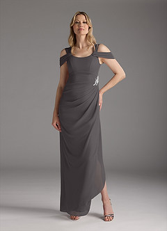 Azazie Weitzman Mother of the Bride Dresses Steel Grey Sheath Sequins Mesh Dress image4
