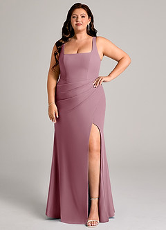 Azazie Mero Bridesmaid Dresses Vintage Mauve Sheath Pleated Chiffon Dress image9