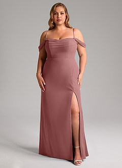 Azazie Saige Bridesmaid Dresses Desert Rose A-Line Off the Shoulder Chiffon Convertible Dress image14