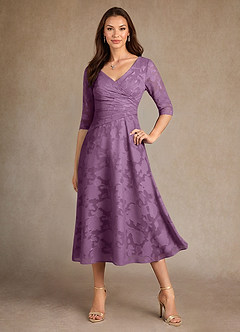 Azazie Durant Mother of the Bride Dresses Wisteria A-Line Pleated Floral Burnout Dress image4
