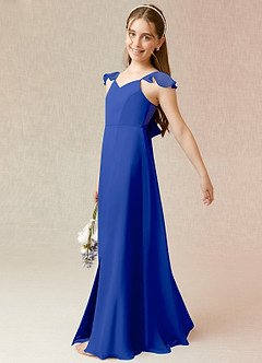Azazie Everett Junior Royal Blue A-Line Chiffon Dress image3