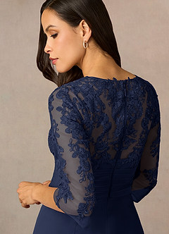 Azazie Poe Mother of the Bride Dresses Dark Navy Sheath Lace Dress image5