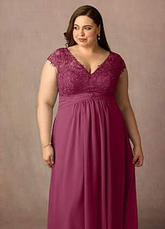 Azazie Irmeli Mère de la mariée Robes Robe Trapèze en Mousseline de soie Dentelle Mûre image7