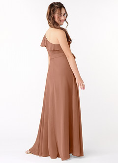 Azazie Eletta Junior Agave A-Line Ruched Chiffon Dress image3