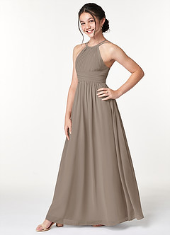 Azazie Melinda A-Line Pleated Chiffon Floor-Length Junior Bridesmaid Dress image5