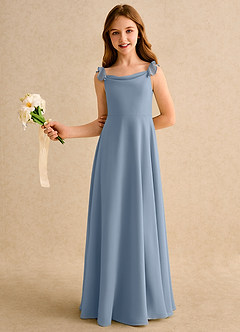 Azazie Puppy Girls Formal Flower Girl Dresses Dusty Blue A-Line Pleated Chiffon Dress image4