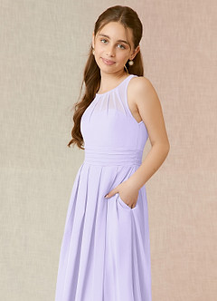 Azazie Bibiane Junior Lilac A-Line Pleated Chiffon Dress image7