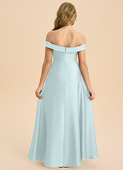 Azazie Sissy Junior Abito A-Line in Raso Elasticizzato a Spalla Scoperta Sea Glass image2