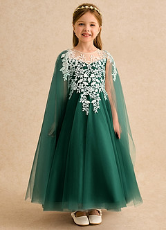 Azazie Dandelion Robe Demoiselle D'honneur Fillette Robe Princesse en Dentelle émeraude image3