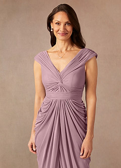 Azazie Lisolette Mother of the Bride Dresses Dusty Rose Sheath Pleated Mesh Dress image6