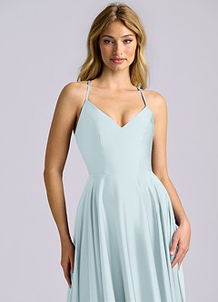 Azazie Truce Bridesmaid Dresses Mist A-Line Stretch Satin Dress image7