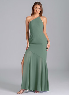 Azazie Tilla Final Sale Eucalyptus Mermaid One Shoulder Chiffon Dress image4