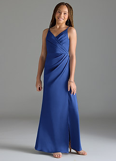 Azazie Maci Junior Klä av Sjöjungfru i Stretch Satin Plisserad image1