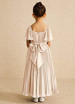 Azazie Bun Bun Flower Girl Dresses White Alabaster A-Line Pleated Chiffon Dress image2