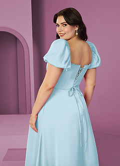 Barbie ♥ Azazie Bridesmaid Dresses Sky Blue A-Line Ruched Stretch Satin Dress image8