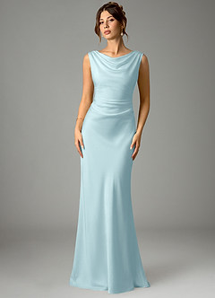 Azazie Kieryn Brautjungfernkleider Meerjungfrau-Linie Plissee Stretch-Satin Kleid Wolke Blau image1