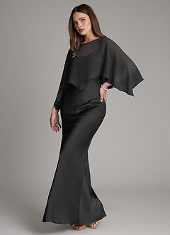 Azazie Ambra Bridesmaid Dresses Black Mermaid Pleated Stretch Satin Dress image5