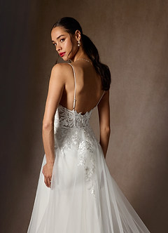 Azazie Annalize Wedding Dresses Diamond White Mermaid Lace Stretch Crepe Dress image7