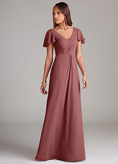 Azazie Soren Robes de demoiselle d'honneur Robe Trapèze en Mousseline de soie Rayé Améthyste image4