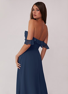 Barbie ♥ Azazie Jurken voor bruidsmeisjes Converteerbaar Jurk van Chiffon met A-Lijn Off the Shoulder Donkere Marine image5