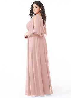 Azazie Temeka Robes de demoiselle d'honneur Robe Trapèze en Mousseline de soie Rayé Rose Poudré image4