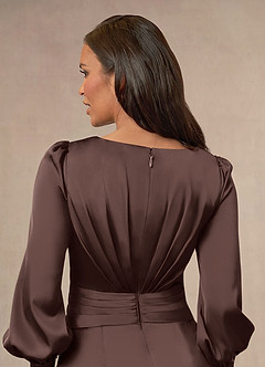 Azazie Petrina vestidos de madre de la novia Vestido de Ganache de Satén Elástico de Corte Sirena con Plisado image6