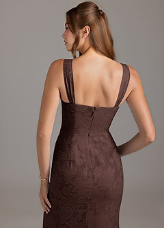 Azazie Denice Bridesmaid Dresses Ganache A-Line Pleated Floral Burnout Dress image2