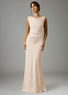 Azazie Kieryn Brudepigekjoler Havfrue Plisseret Stræk satin Gulv-længde Kjole image1