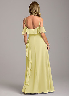 Azazie Aubrie Bridesmaid Dresses Lemon Sorbet A-Line Off the Shoulder Chiffon Dress image6