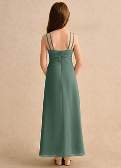 Azazie Zaida Girls Formal 플라워 걸 드레스 A라인 플리츠 쉬폰 발목 길이 드레스 image2