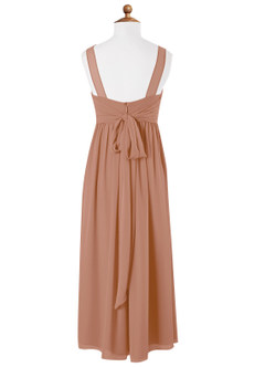 Azazie Kora Junior Champagne Rose A-Line Pleated Chiffon Dress image6