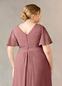 Azazie Morning Glory Mother of the Bride Dresses Desert Rose A-Line V-Neck Ruched Chiffon Dress image10