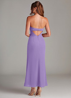 Azazie Leonis 신부 들러리 드레스 인어 스트랩리스 쉬폰 발목 길이 드레스 image5