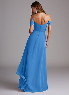 Azazie Marley Abiti da Damigella Abito Convertibile A-Line in Chiffon a Spalla Scoperta Blue Jay image7