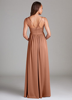 Azazie Emree Brautjungfernkleider für Schwangere A-Linie mit Taschen Stretch-Satin Bodenlänge Kleid image2